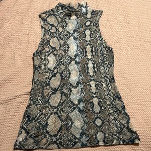 Mock neck snake print tank top